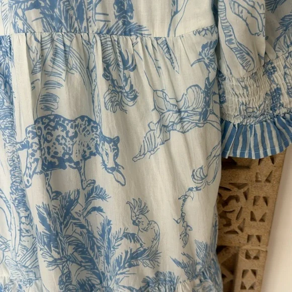 Charleston Shoe Company Charlee Alexis Dress Blue Tropical Pattern Size Medium - Picture 4 of 9